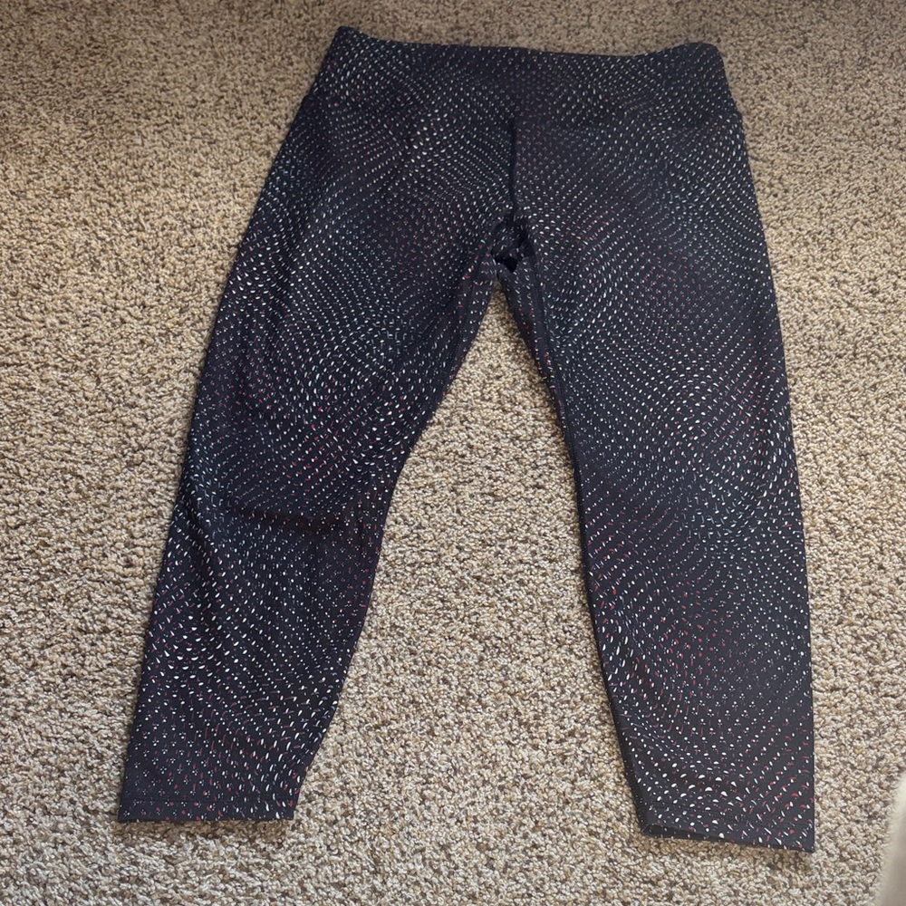 Spyder Black Leggings with White and Red Pattern